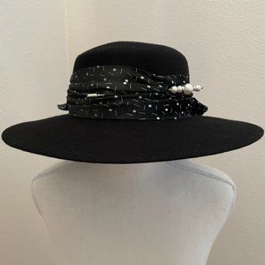 Elegant Vintage Black Felt Betmar Hat with Decoration